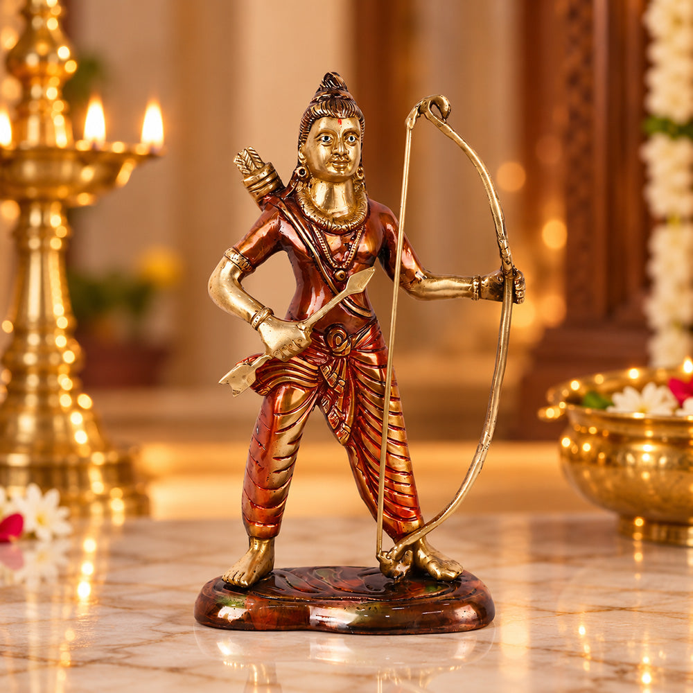 10.6 Inch Victorious Ram with Bow Brass Idol