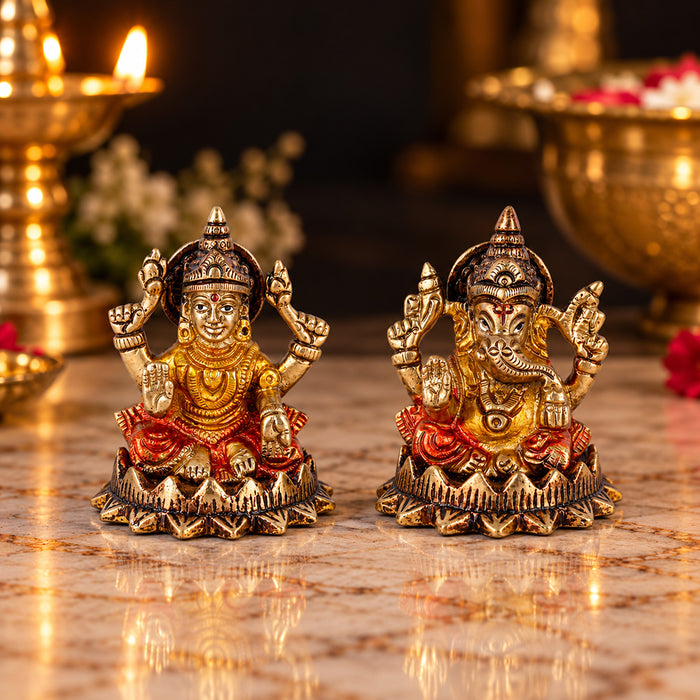 3 Inch Delightful Brass Laxmi Ganesh Idol