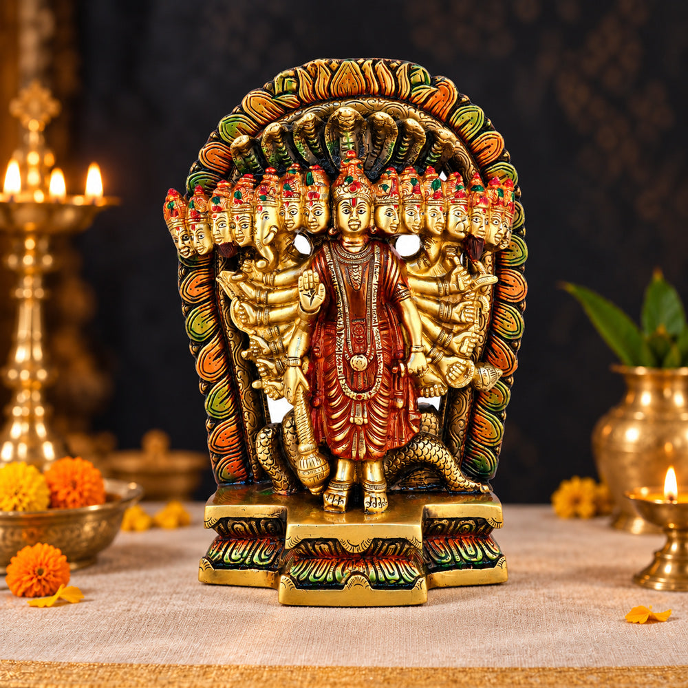 Brass Virat Dusmukhi Vishnu Swaroop Statue – Large
