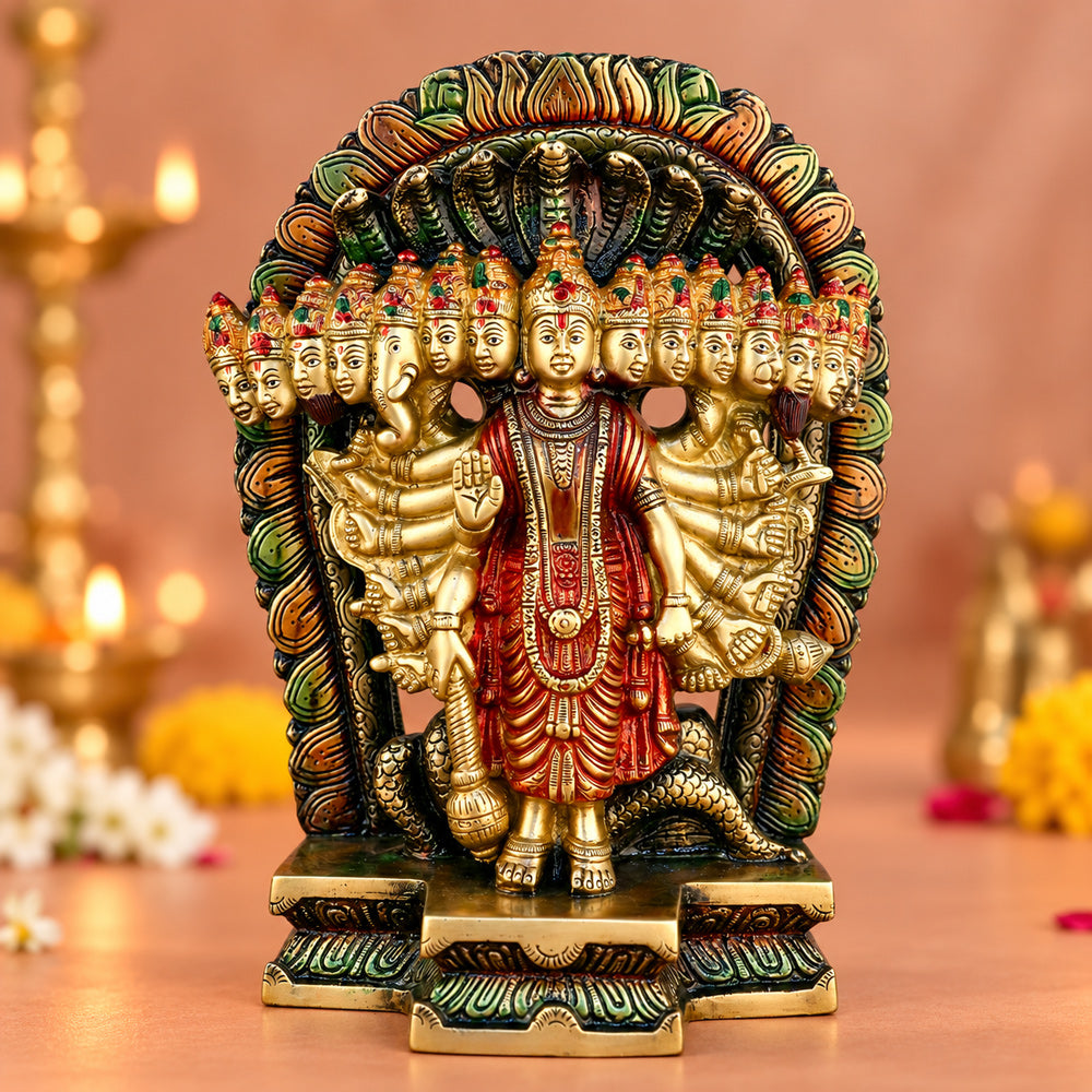 Brass Virat Dusmukhi Vishnu Swaroop Statue – Large