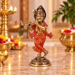 5.8 Inch Enchanting Krishna Brass Idol