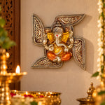 6.9 Inch Eye Catching Pure Brass Ganesh Wall Hanging
