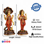 15.5 Inch Graceful Lord VIshnu with Maa Lakshmi Statue. Brass Laxmi Narayan Idol