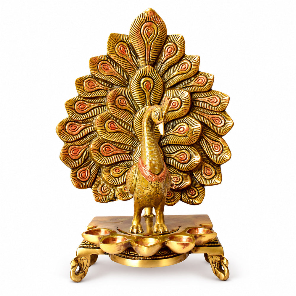 14 Inch Stylish Peacock Panch Diya