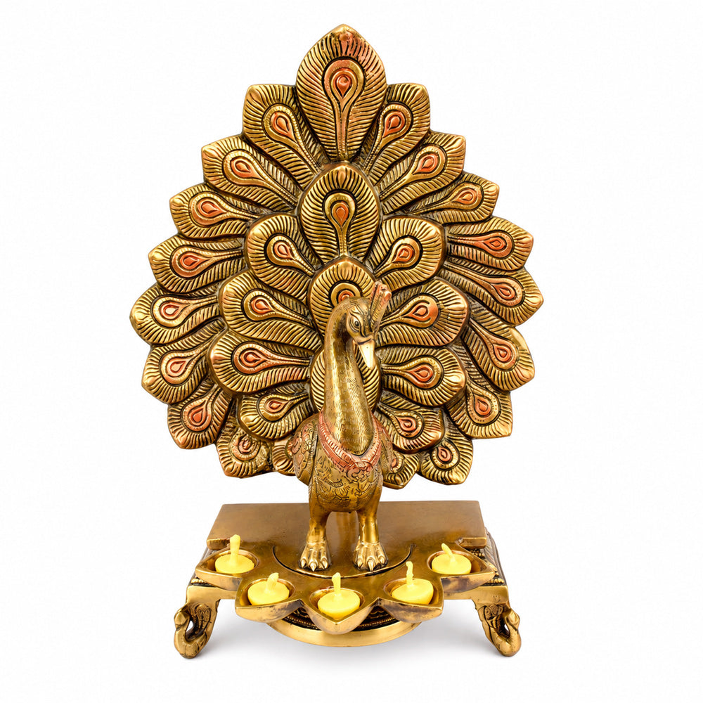 14 Inch Stylish Peacock Panch Diya