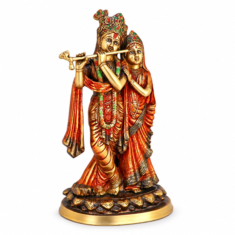 13.7 Inch Brass Radha Krishna Large Idol