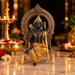 8.4 Inch Brass Ram with Bow Idol in Sitting Pose