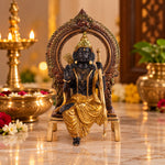 8.4 Inch Brass Ram with Bow Idol in Sitting Pose