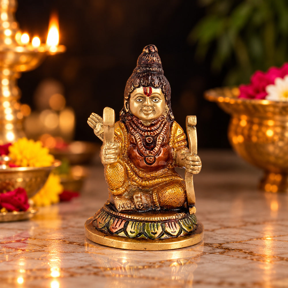 3.2 Inch Brass Ram Lalla Bal Roop Statue in Colored