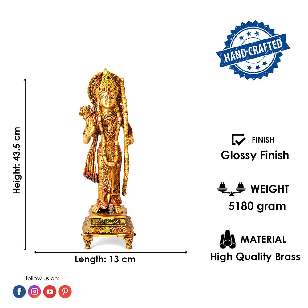 17.1 Inch Brass Ram with Bow Statue – Vibrant and Elegant Spiritual Décor