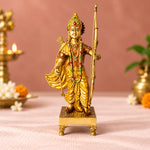 17.1 Inch Exquisite Brass Ram Statue with Vibrant Bow Design