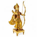 17.1 Inch Exquisite Brass Ram Statue with Vibrant Bow Design