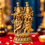 23 Inch Vibrant Colored Radha Krishna Brass Idol