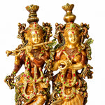 23 Inch Vibrant Colored Radha Krishna Brass Idol