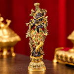 28.3 Inch Delicate Krishna Black Brass Idol