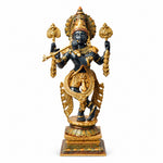 19 Inch Brass Chola Krishna Sculpture Playing the Flute
