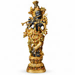 28 Inch Brass Krishna Sculpture with Artistic Detailing