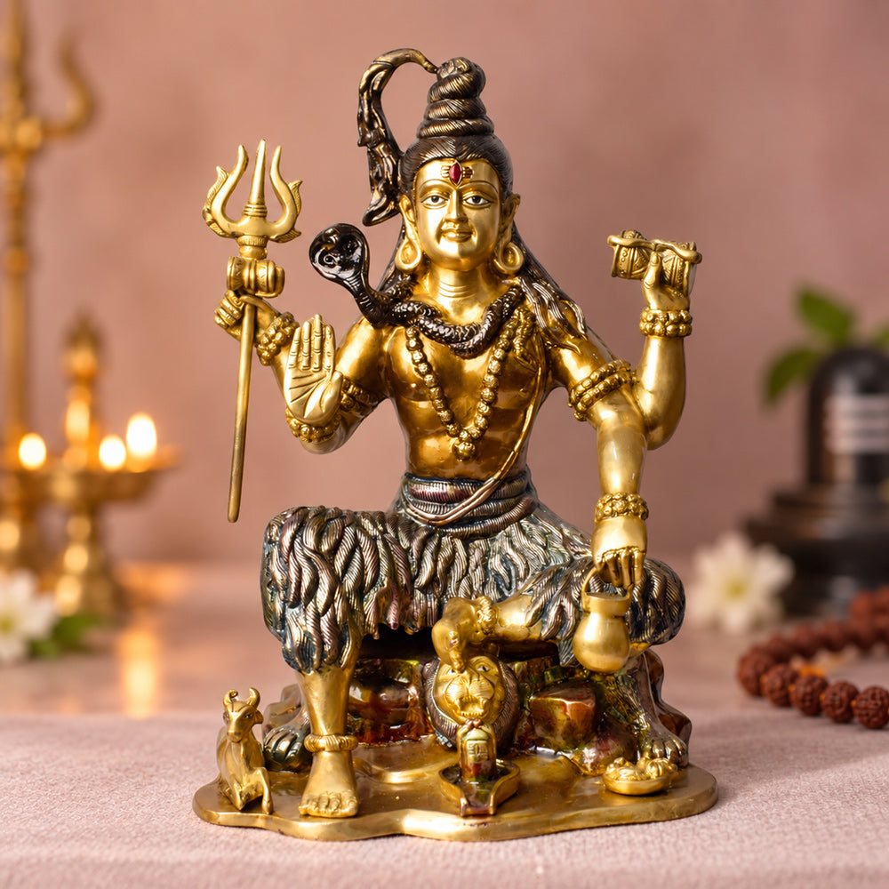 18.5 Inch Handcrafted Brass Statue of Lord Shiva