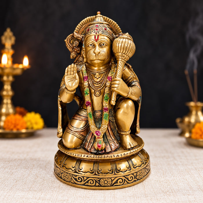 10.6 Inch Brass Hanuman Idol – Protector of Courage and Faith