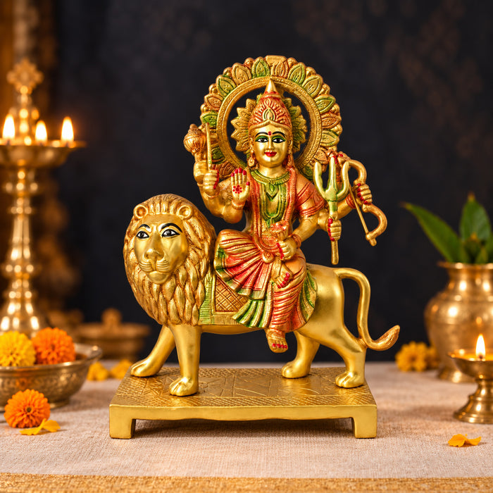 14.2 Inch Large Superfine Brass Durga Mata Statue
