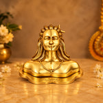11 Inch Brass Adiyogi Statue for Home Temple Decor and Meditation Space