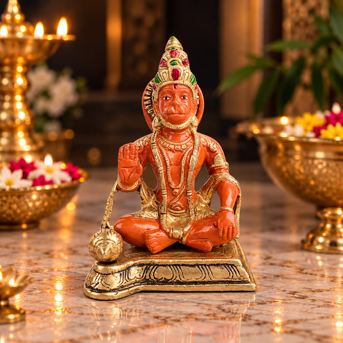 6.3 Inch Sitting Kesari Nandan Hanuman Brass Idol