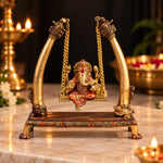 10.2 Inch Brass Ganpati Idol On Swing Jhula