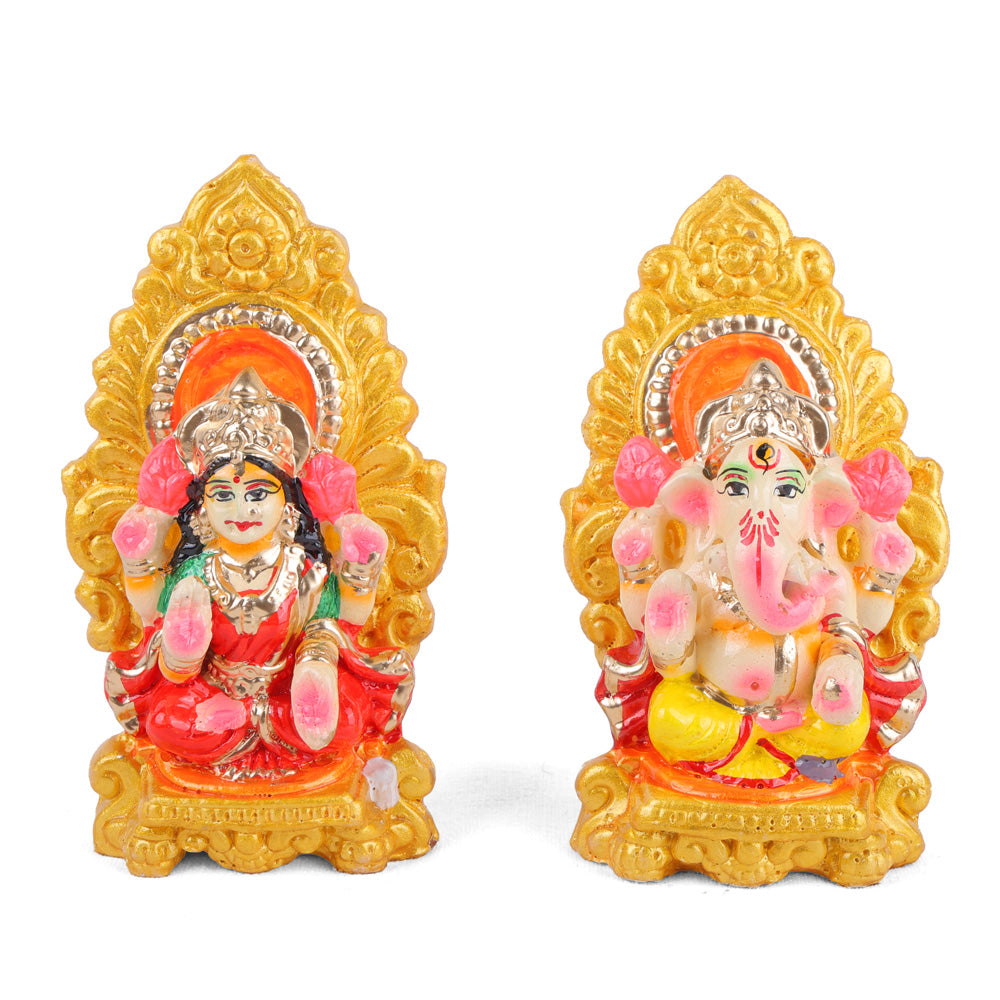 Traditional Clay Laxmi Ganesha Idol Statue for Home Temple