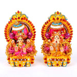 Decorated Clay Lakshmi Ganesh Idol with Stone Work Dress
