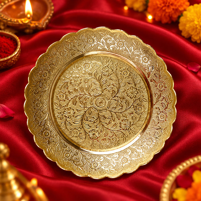 Antique Brass Nakashi Pooja Thali