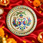 Peacock Embossed Puja Thali - Festive Delight for Diwali & Karwa Chauth