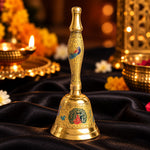 7 Inch Handcrafted Meenakari Brass Puja Bell (yellow)
