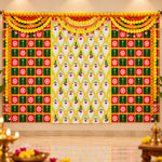 Beautiful Printed Flower Design Backdrop Cloth for Pooja Decoration