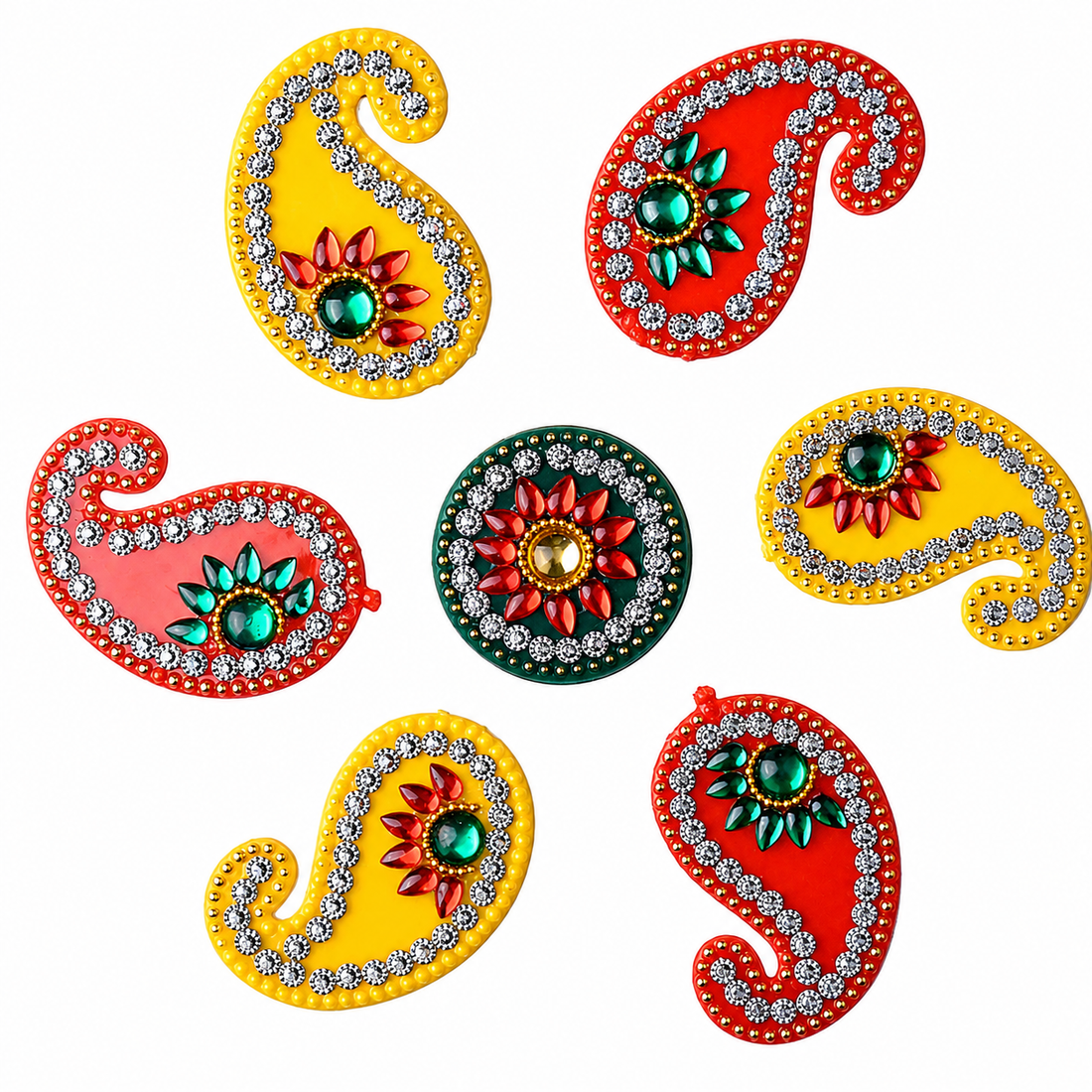 Traditional Paisley Design Acrylic Rangoli Set