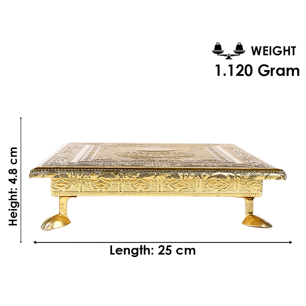 Meenakari Design Wooden Chowki with Kalash Embellishments (10 Inch)
