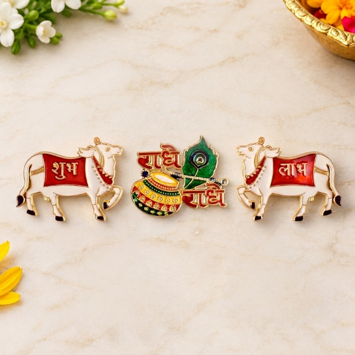 Traditional Shubh Labh & Radhe Radhe Wall Stickers