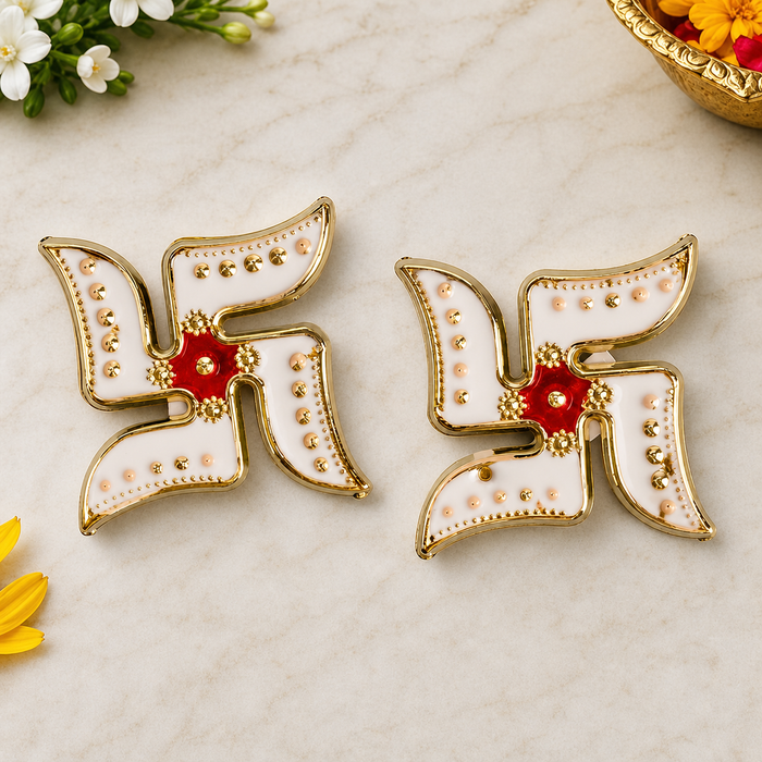 Festivities Exclusive White Swastik Diwali Stickers Set of 2