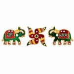 Traditional Royal Green & Red Elephant Shubh Labh Stickers