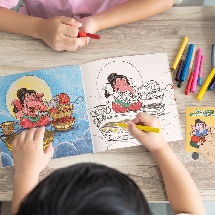 Ganesha devotional activity kit for kids with learning materials