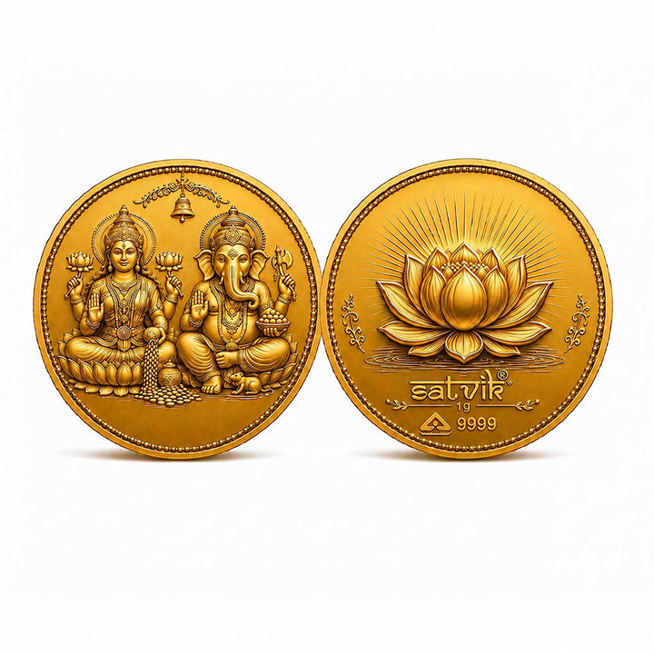 Hallmarked 24-carat 9999 gold coin—India's largest puja accessories brand, Satvikstore. in