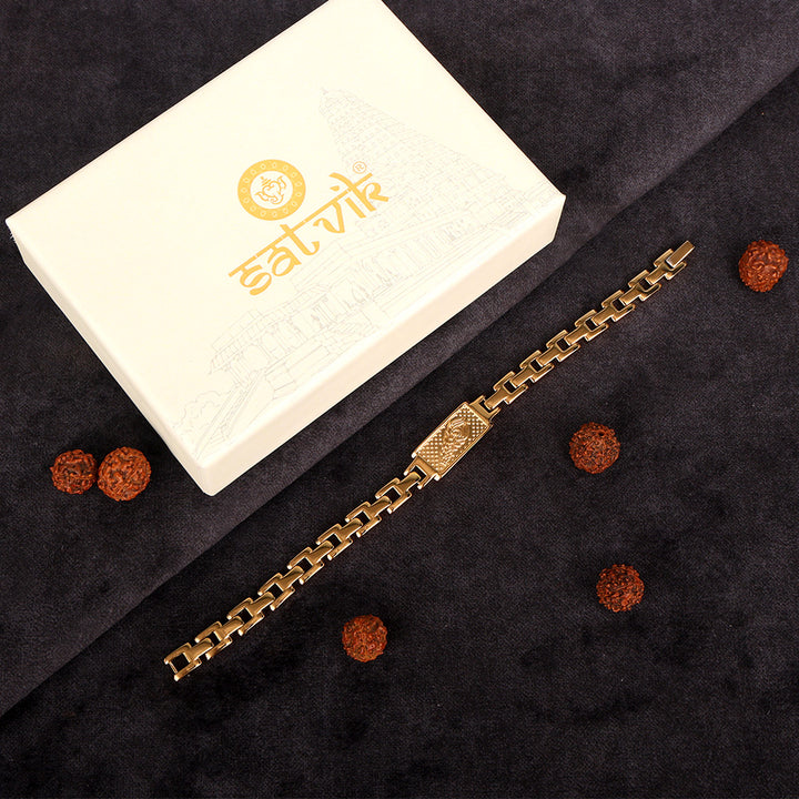 Gold Plated Feather Bracelet with premium IGP coating featuring elegant feather design – adjustable symbolic bracelet for daily wear and gifting. India’s Largest Pooja Accessories Brand - www.satvikstore.in