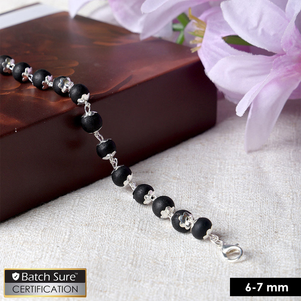 Silver Capping Karungali Mala & Bracelet Govt Certified Original