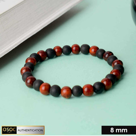 Government certified 8mm red sandalwood and Karungali bracelet, crafted for spiritual protection, balance, and positive energy. India’s Premium Jap Mala Store - www.satvikstore.in