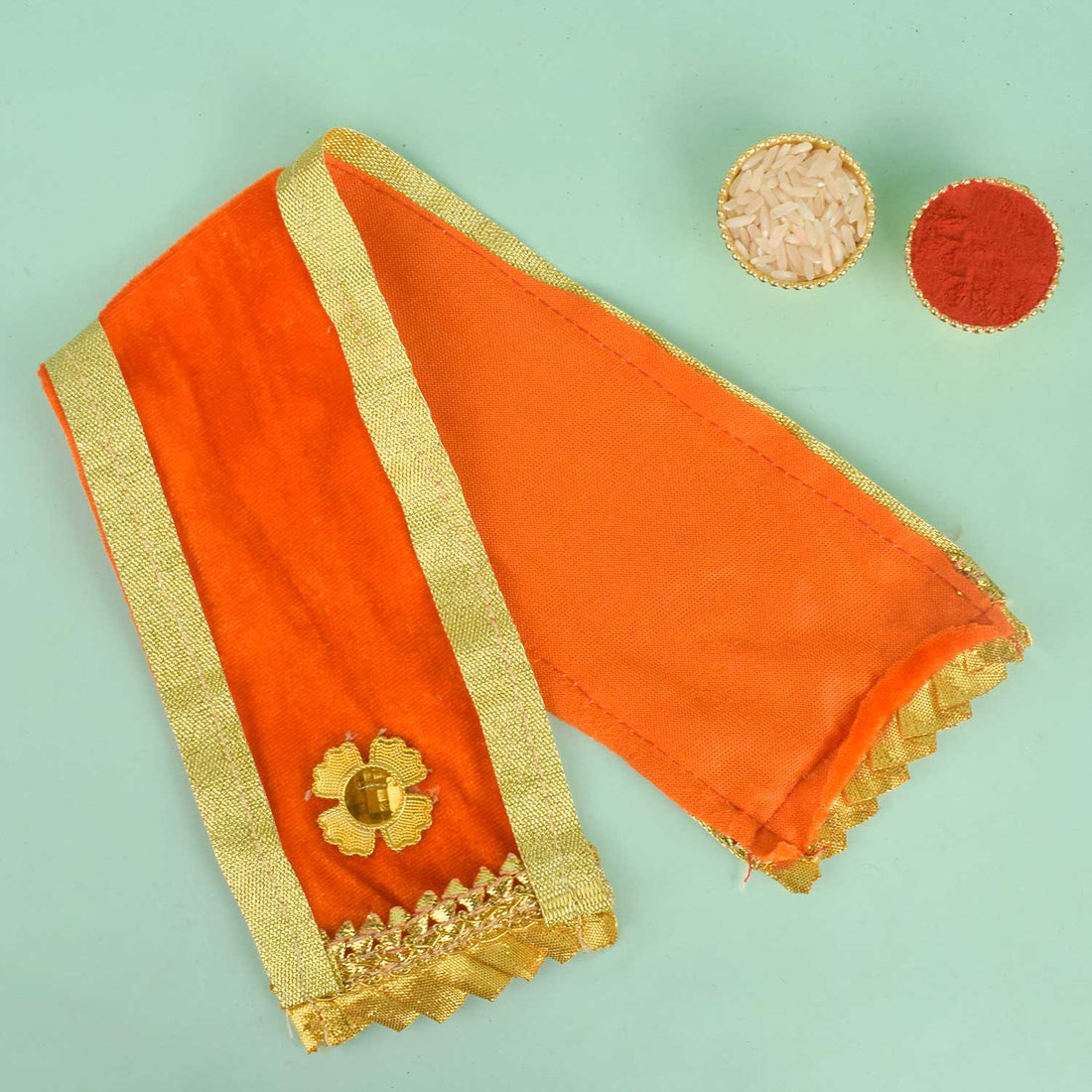 Graceful orange Patka Dupatta| India’s Largest Pooja Accessories Brand – www.satvikstore.in