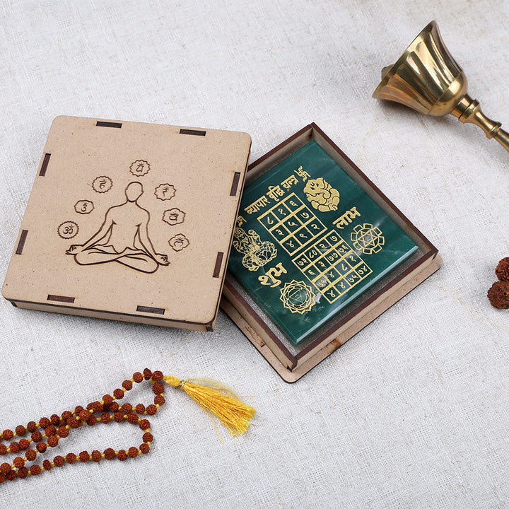 Green aventurine vyapar vridhi yantra for business growth and prosperity. India’s Largest Puja Accessories Brand- www.satvikstore.in