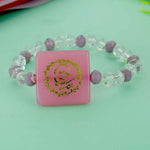 Guruji Swaroop Bracelet with elegant clear and coloured assorted beads – perfect for pooja, gifting, satsangs, and daily spiritual use. Satvikstore.in