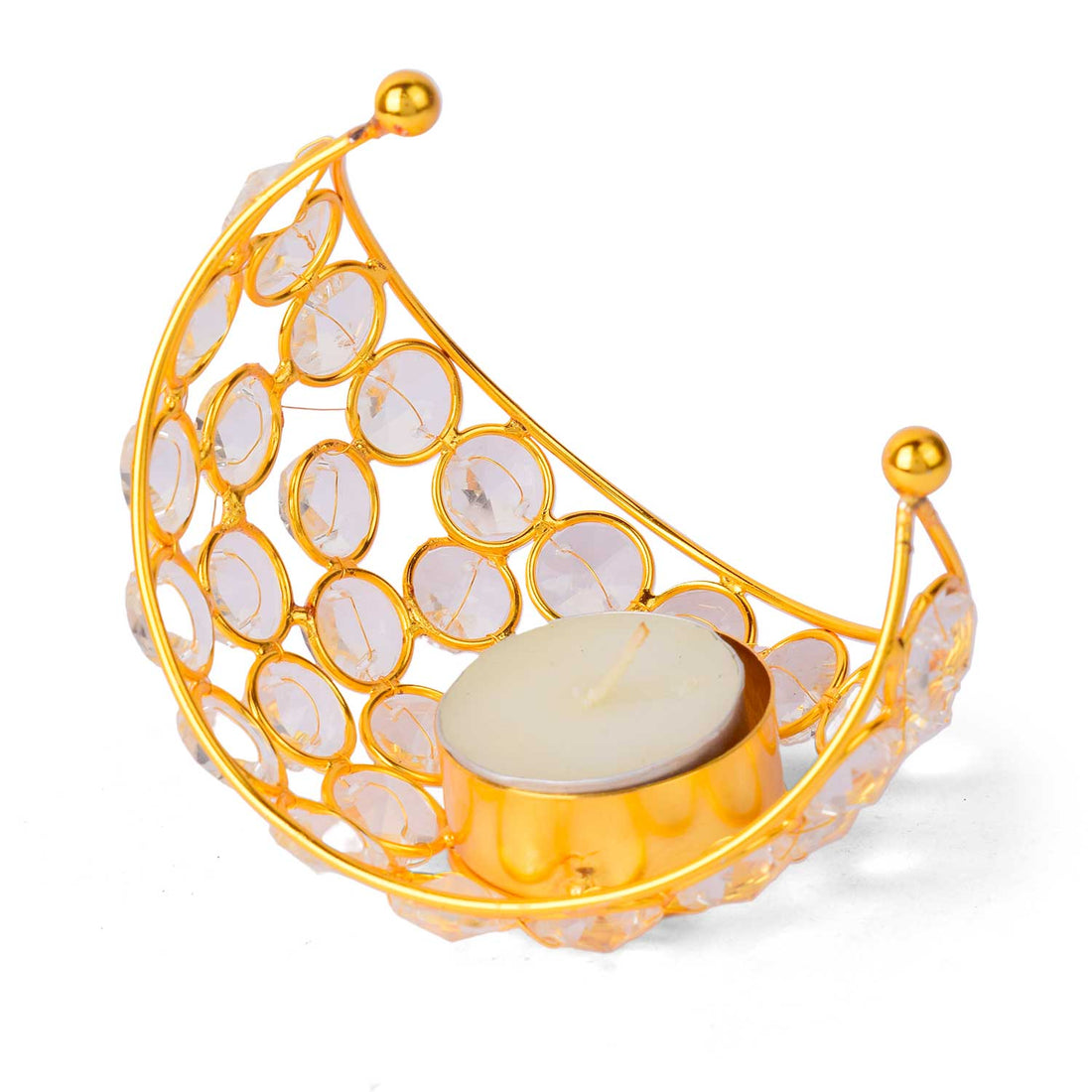 Pure Brass Moon Crystal Diya Pack of 2