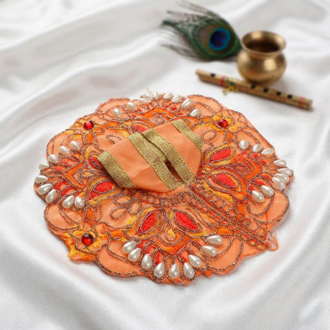 Size 1 Premium Hand Embroidered Orange Laddu Gopal Dress