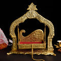 Handcrafted traditional metal Jhula for Laddu Gopal with ornate detailing, perfect for Janmashtami celebrations and home temple decor. India’s Largest Pooja Accessories Brand – www.satvikstore.in