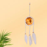 Handmade Wall Decor with Nature Feather Charms (Round Shape) – Beautifully crafted round wall decor featuring natural feather charms for a rustic and bohemian aesthetic. India’s Largest Pooja Accessories Brand – www.satvikstore.in